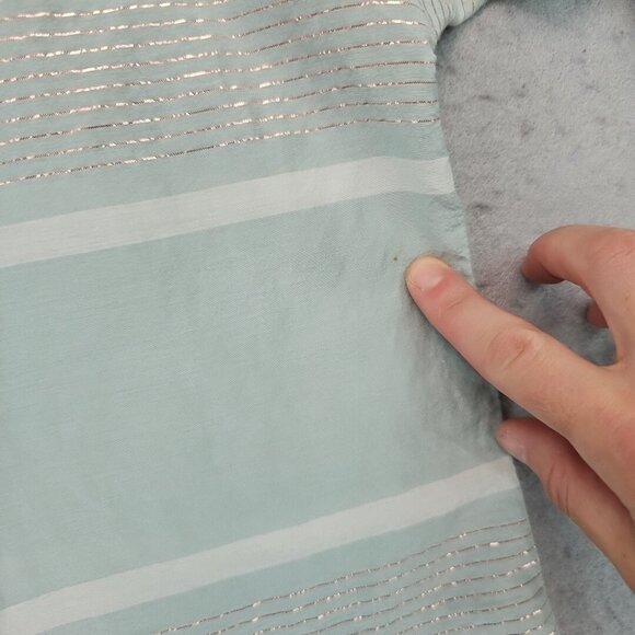 Ann Taylor LOFT The Softened Shirt Tunic Womens M Pastel Aqua Metallic Striped - Picture 5 of 11